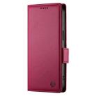 For Honor 400 Global 156.5mm Side Buckle Magnetic Frosted Leather Phone Case(Wine Red) - 2