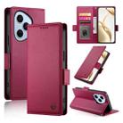 For Honor 400 Pro Global 160.8mm Side Buckle Magnetic Frosted Leather Phone Case(Wine Red) - 1