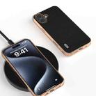 For iPhone 16 Plus ABEEL Electroplated Frame Genuine Leather Wave Phone Case(Black) - 2