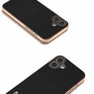 For iPhone 16 Plus ABEEL Electroplated Frame Genuine Leather Wave Phone Case(Black) - 3