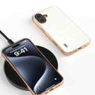 For iPhone 16 Plus ABEEL Electroplated Frame Genuine Leather Wave Phone Case(Grey) - 2