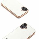 For iPhone 16 ABEEL Electroplating Frame Genuine Leather Wave Phone Case(Grey) - 3