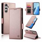 For Samsung Galaxy M35 Side Buckle Magnetic Frosted Leather Phone Case(Rose Gold) - 1