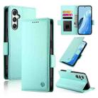 For Samsung Galaxy M35 Side Buckle Magnetic Frosted Leather Phone Case(Mint Green) - 1