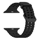 For Apple Watch SE 2023 44mm Ocean Dual-Row Hole Silicone Watch Band(Black) - 2