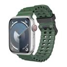 For Apple Watch SE 2023 44mm Ocean Dual-Row Hole Silicone Watch Band(Forest Green) - 1