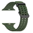 For Apple Watch SE 2023 44mm Ocean Dual-Row Hole Silicone Watch Band(Forest Green) - 2