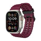 For Apple Watch Ultra 2 49mm Ocean Dual-Row Hole Silicone Watch Band(Wine Red) - 1