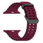 For Apple Watch Ultra 2 49mm Ocean Dual-Row Hole Silicone Watch Band(Wine Red) - 2