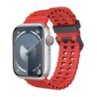 For Apple Watch Series 9 45mm Ocean Dual-Row Hole Silicone Watch Band(Red) - 1