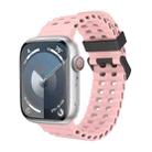 For Apple Watch Series 9 45mm Ocean Dual-Row Hole Silicone Watch Band(Vintage Rose) - 1