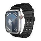 For Apple Watch Series 8 45mm Ocean Dual-Row Hole Silicone Watch Band(Black) - 1