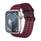 For Apple Watch Series 8 45mm Ocean Dual-Row Hole Silicone Watch Band(Wine Red) - 1