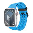 For Apple Watch Series 8 45mm Ocean Dual-Row Hole Silicone Watch Band(Blue) - 1