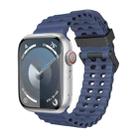 For Apple Watch Series 8 45mm Ocean Dual-Row Hole Silicone Watch Band(Midnight Blue) - 1