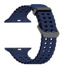 For Apple Watch Series 8 45mm Ocean Dual-Row Hole Silicone Watch Band(Midnight Blue) - 2