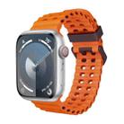 For Apple Watch SE 2022 44mm Ocean Dual-Row Hole Silicone Watch Band(Orange) - 1