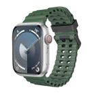 For Apple Watch SE 2022 44mm Ocean Dual-Row Hole Silicone Watch Band(Forest Green) - 1