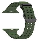 For Apple Watch SE 2022 44mm Ocean Dual-Row Hole Silicone Watch Band(Forest Green) - 2