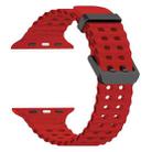 For Apple Watch Series 5 44mm Ocean Dual-Row Hole Silicone Watch Band(Red) - 2