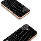 For iPhone 16 Plus ABEEL Electroplated Frame Genuine Leather Crocodile Pattern Phone Case(Black) - 3