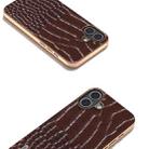 For iPhone 16 Plus ABEEL Electroplated Frame Genuine Leather Crocodile Pattern Phone Case(Coffee) - 3