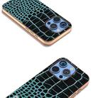 For iPhone 16 Pro ABEEL Electroplated Frame Genuine Leather Crocodile Pattern Phone Case(Blue) - 3