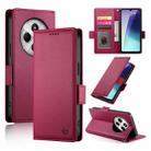 For Redmi 14C 4G Side Buckle Magnetic Frosted Leather Phone Case(Wine Red) - 1