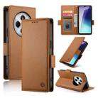 For Redmi 14C 4G Side Buckle Magnetic Frosted Leather Phone Case(Brown) - 1