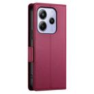 For Redmi Note 14 4G 163.25mm Global Side Buckle Magnetic Frosted Leather Phone Case(Wine Red) - 3