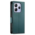 For Redmi Note 14 4G 163.25mm Global Side Buckle Magnetic Frosted Leather Phone Case(Dark Green) - 3