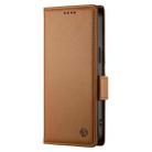 For Redmi Note 14 4G 163.25mm Global Side Buckle Magnetic Frosted Leather Phone Case(Brown) - 2