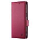 For Redmi Note 14 Pro 4G Side Buckle Magnetic Frosted Leather Phone Case(Wine Red) - 2