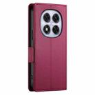 For Redmi Note 14 Pro 4G Side Buckle Magnetic Frosted Leather Phone Case(Wine Red) - 3