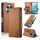 For Redmi Note 14 Pro 4G Side Buckle Magnetic Frosted Leather Phone Case(Brown) - 1
