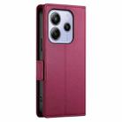 For Redmi Note 14 4G 164.84mm Side Buckle Magnetic Frosted Leather Phone Case(Wine Red) - 3