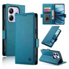 For Redmi Note 14 4G 164.84mm Side Buckle Magnetic Frosted Leather Phone Case(Blue) - 1
