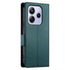 For Redmi Note 14 4G 164.84mm Side Buckle Magnetic Frosted Leather Phone Case(Dark Green) - 3