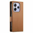 For Redmi Note 14 4G 164.84mm Side Buckle Magnetic Frosted Leather Phone Case(Brown) - 3