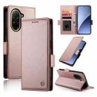 For Redmi A5 4G 171.7mm / Xiaomi Poco C71 Side Buckle Magnetic Frosted Leather Phone Case(Rose Gold) - 1
