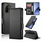 For Redmi A5 4G 171.7mm / Xiaomi Poco C71 Side Buckle Magnetic Frosted Leather Phone Case(Black) - 1
