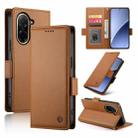 For Redmi A5 4G 171.7mm / Xiaomi Poco C71 Side Buckle Magnetic Frosted Leather Phone Case(Brown) - 1