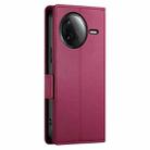 For Redmi K80 / K80 Pro Side Buckle Magnetic Frosted Leather Phone Case(Wine Red) - 3