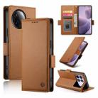 For Redmi K80 / K80 Pro Side Buckle Magnetic Frosted Leather Phone Case(Brown) - 1
