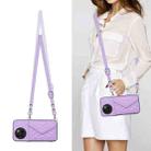 For Xiaomi Civi 4 Pro Rhombic Texture Card Bag RFID Phone Case with Long Lanyard(Light Purple) - 2