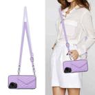 For Huawei Pura 70 Ultra Rhombic Texture Card Bag RFID Phone Case with Long Lanyard(Light Purple) - 2