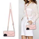 For Huawei Pura 70 Ultra Rhombic Texture Card Bag RFID Phone Case with Long Lanyard(Rose Gold) - 2