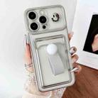 For iPhone 16 Pro Electroplating Card Bag Ring Holder TPU Phone Case(Silver) - 1