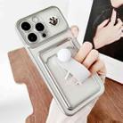 For iPhone 16 Pro Electroplating Card Bag Ring Holder TPU Phone Case(Silver) - 2