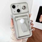 For iPhone 15 Plus Electroplating Card Bag Ring Holder TPU Phone Case(Silver) - 1